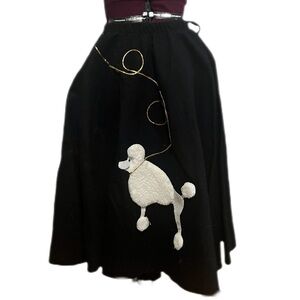 Black poodle hoop skirt with white embroidery SM